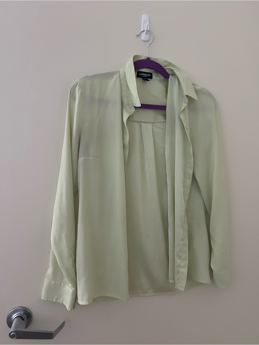 Express Light Sage Green women's Button-Down Shirt